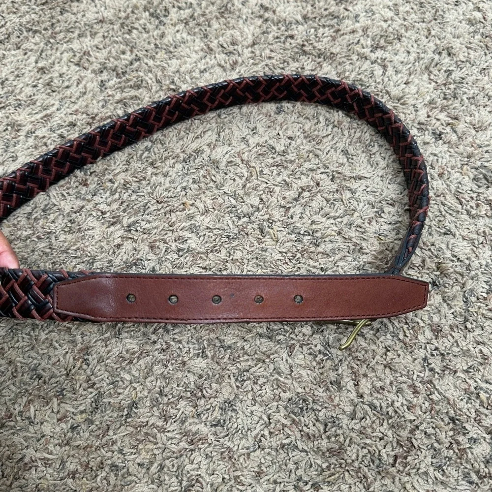 Columbia Mens Braided Leather Belt Brown Black Two Tone Size 34 CSK004